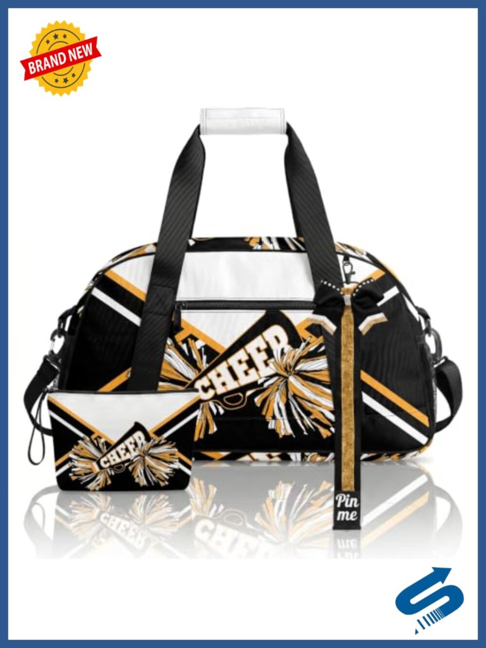Cheer Duffel Bag Set Makeup Bag Bow Keychain Travel Gym Tote